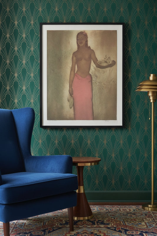 The Banana Girl — framed art in a styled interior