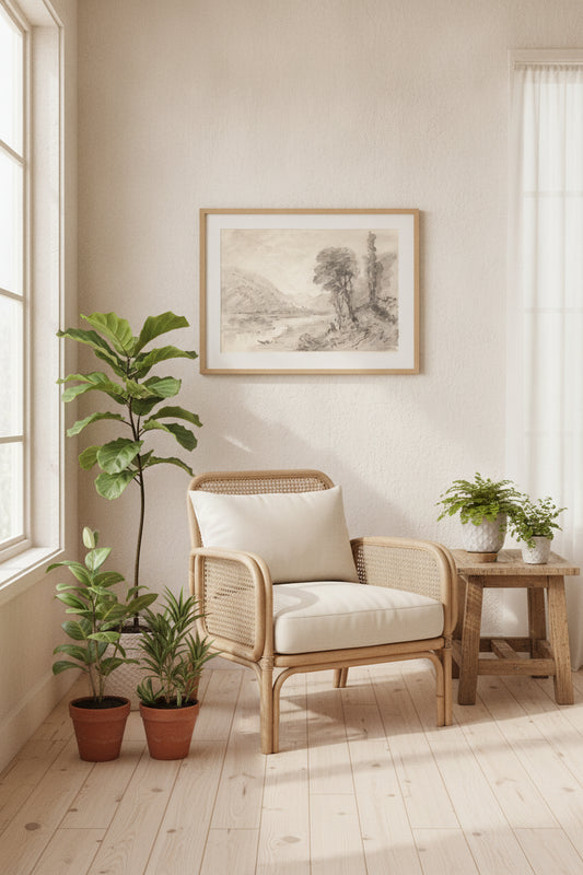 Landscape — framed art in a styled interior