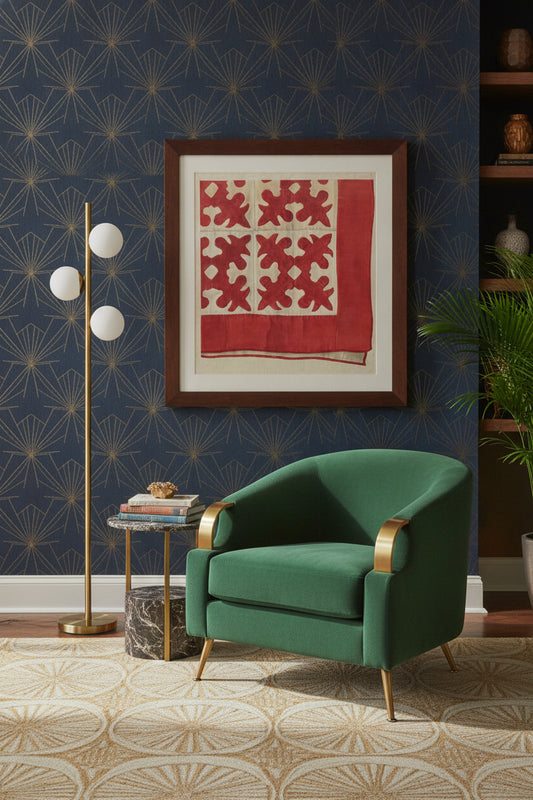 Oak Leaf Pattern Quilt — framed art in a styled interior
