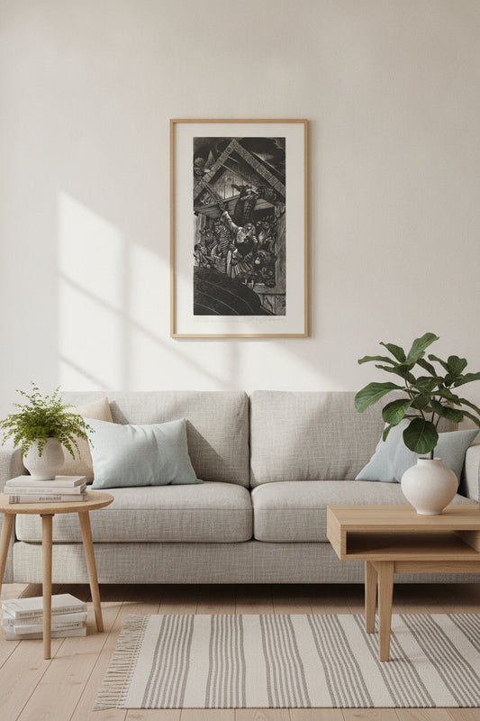And in Her Mouth was an Olive Leaf — framed art in a styled interior