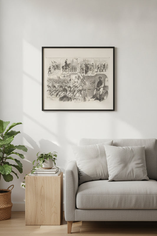 The Songs of War — framed art in a styled interior
