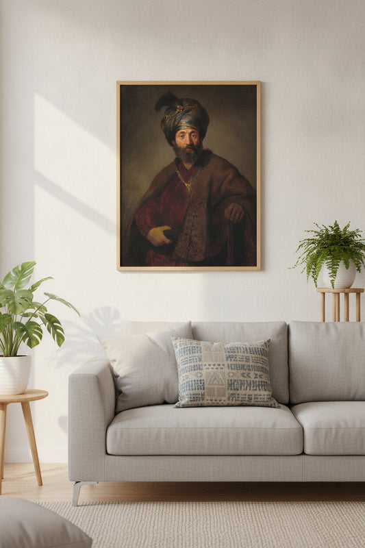 Man in Oriental Costume — framed art in a styled interior