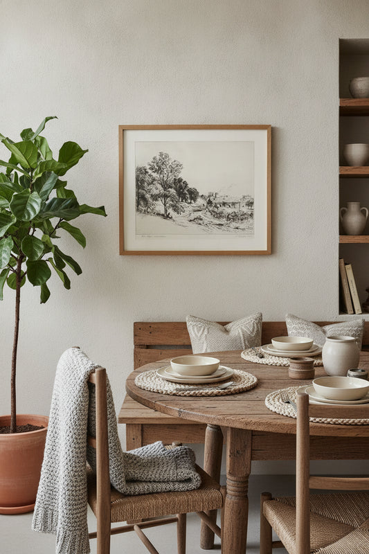 Brooklyn Landscape — framed art in a styled interior