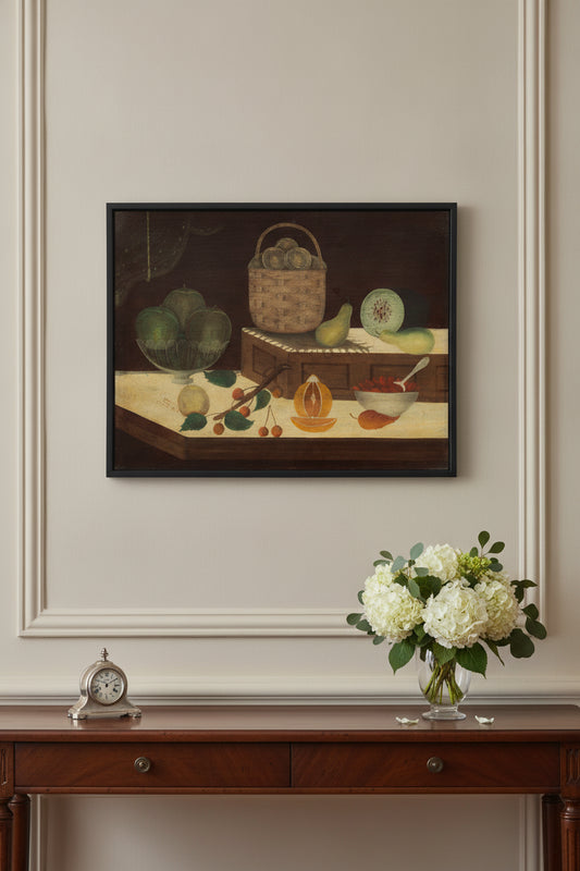 Still Life of Fruit — framed art in a styled interior
