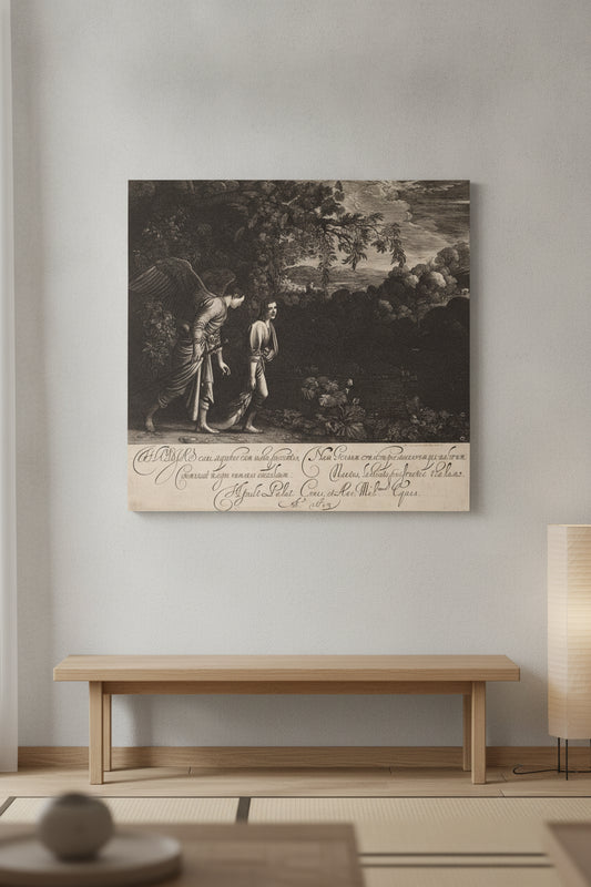 Tobias and the Angel (The Large Tobias) — framed art in a styled interior