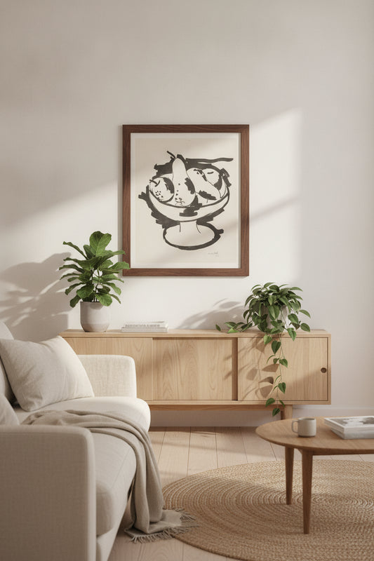 Bowl of Fruit — framed art in a styled interior