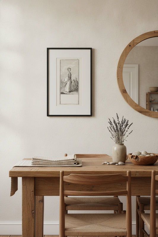 Girl with a Crown of Flowers — framed art in a styled interior