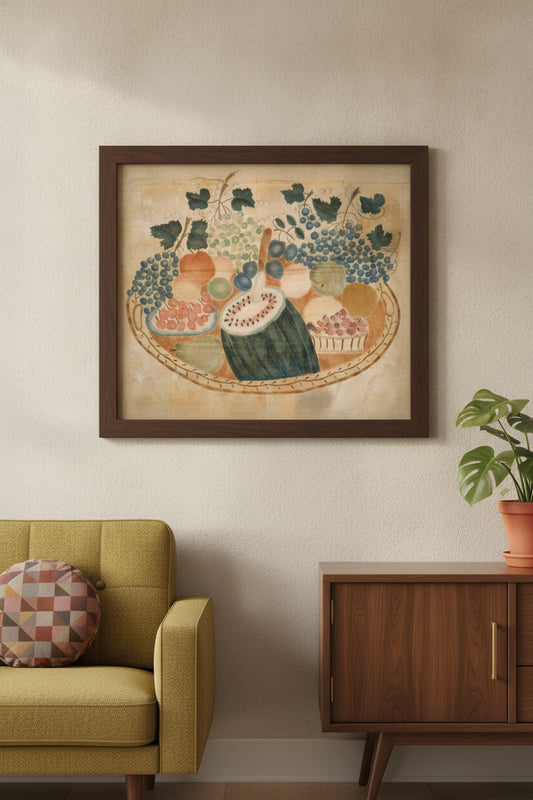 Fruit on a Tray — framed art in a styled interior