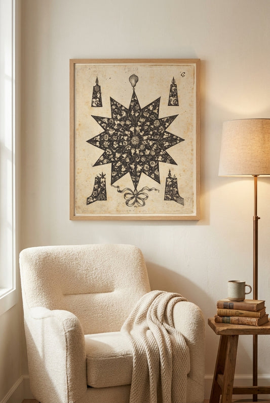 Star Embellished with Flowers — framed art in a styled interior