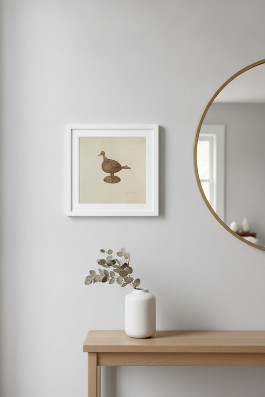 Pa. German Toy Bird — framed art in a styled interior