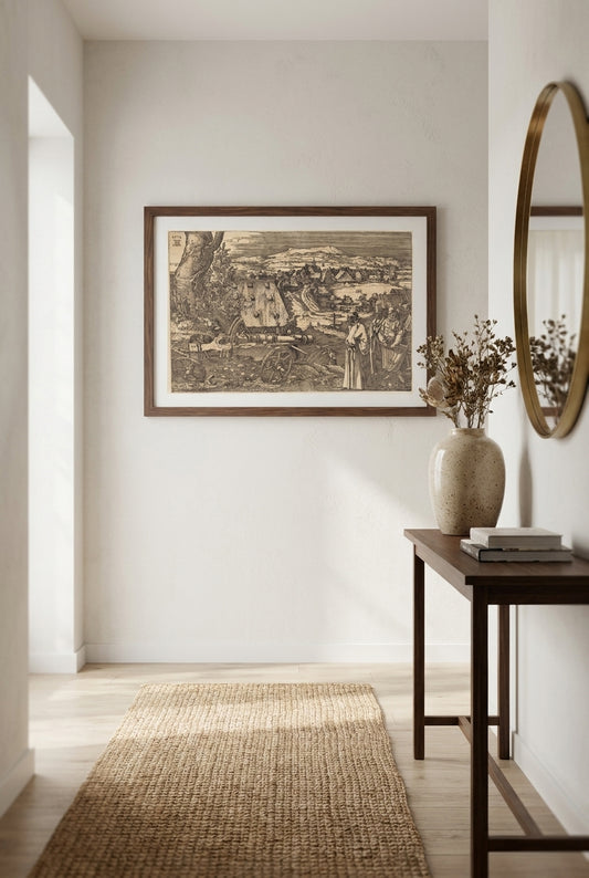 Landscape with the Cannon — framed art in a styled interior