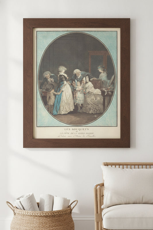 Les Bouquets, ou la Fête de la Grand-Maman — framed art in a styled interior