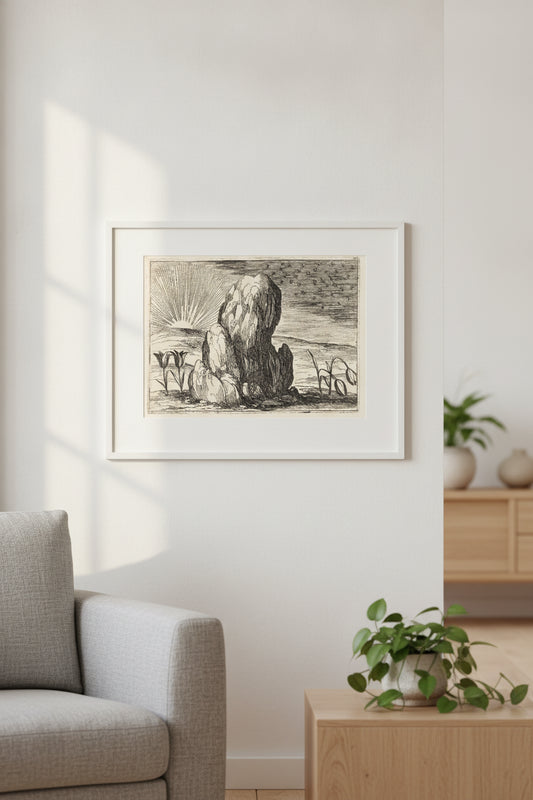 The Tulips and the Sun — framed art in a styled interior