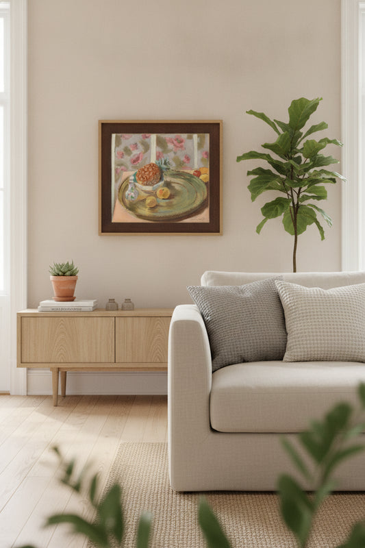 Still Life with Pineapple — framed art in a styled interior
