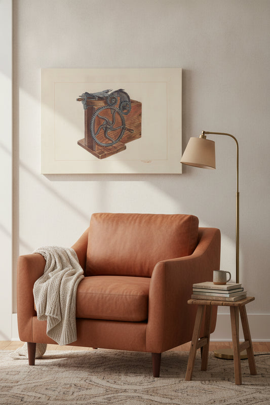 Fruit Slicer — framed art in a styled interior