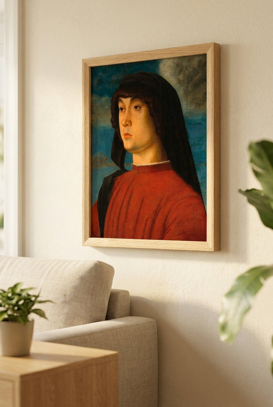 Portrait of a Young Man in Red — framed art in a styled interior