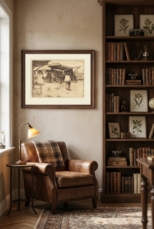 The Flower Market — framed art in a styled interior
