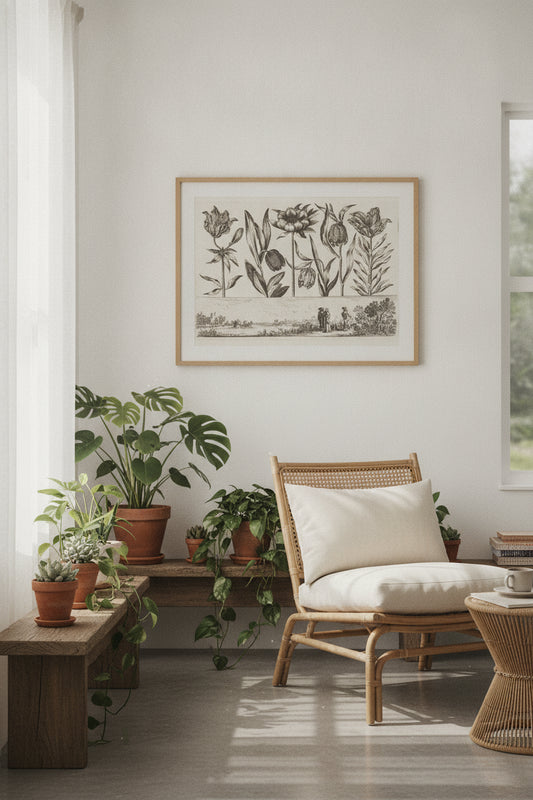 Flower Print no.11 — framed art in a styled interior