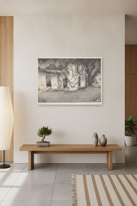 Tabby Ruins, Retreat Plantation — framed art in a styled interior