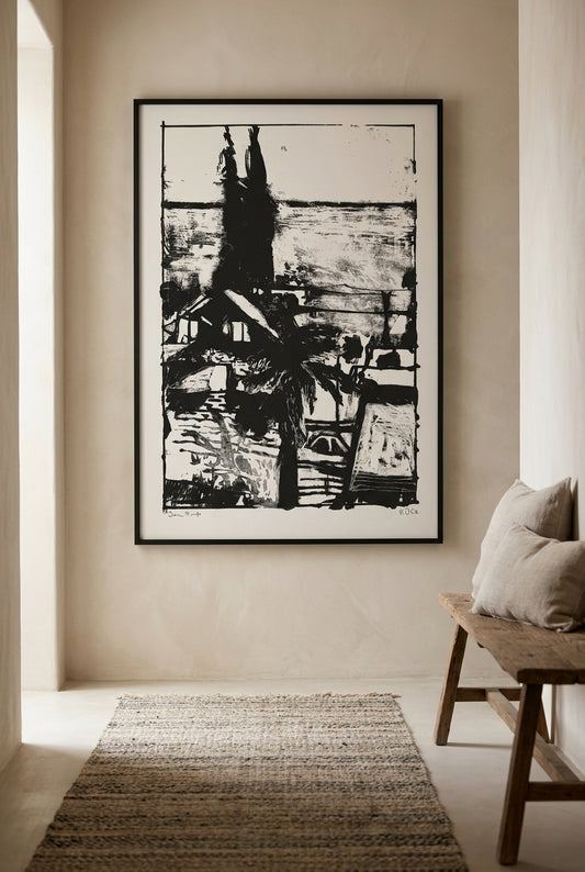 Seascape — framed art in a styled interior