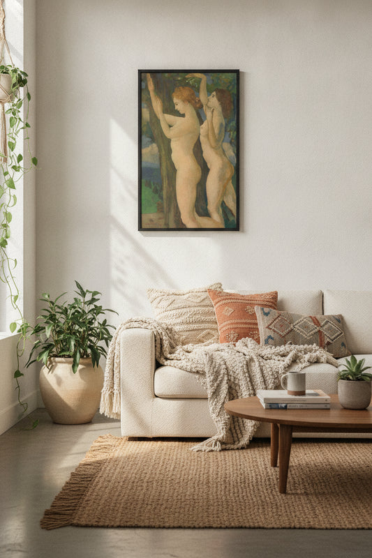 Sweet Tremulous Leaves — framed art in a styled interior