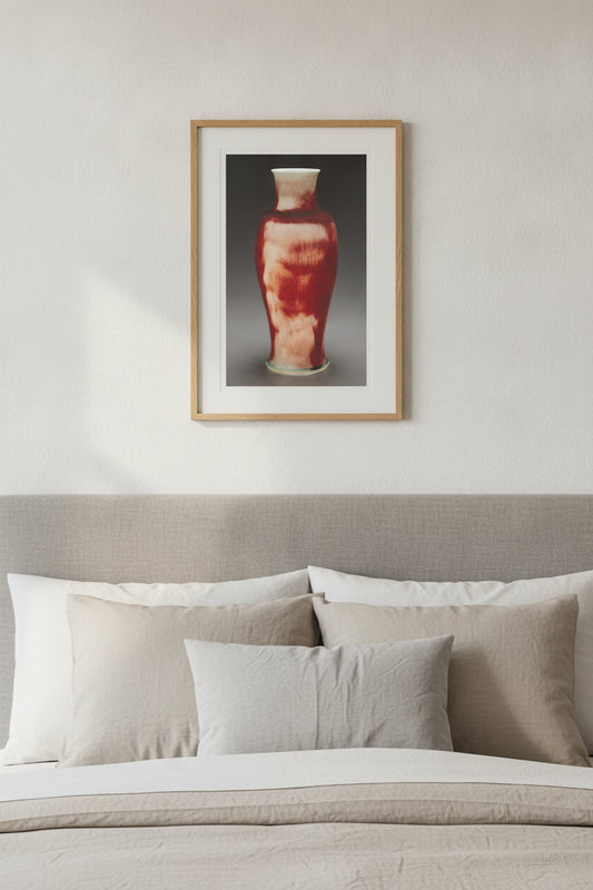 Vase, called "The Fire Cloud" — framed art in a styled interior