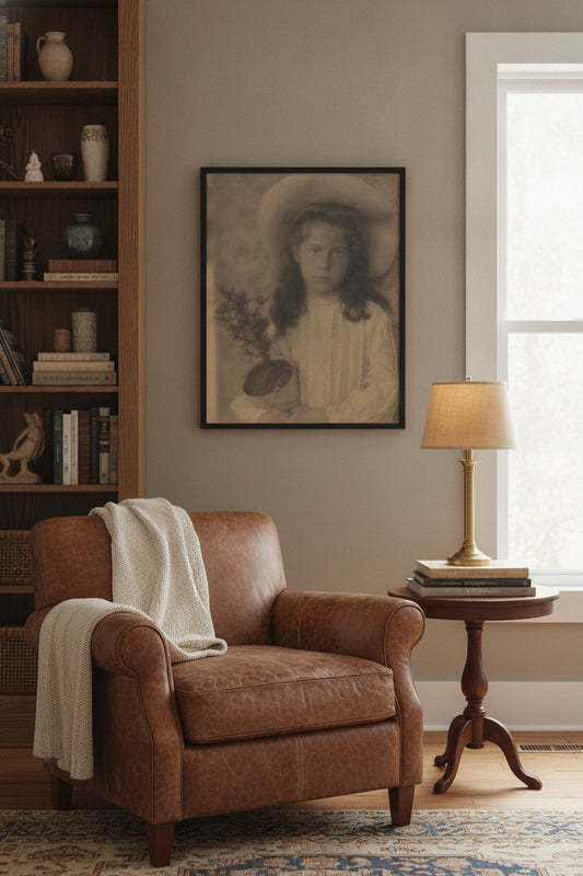 Kitty—Flower-Pot — framed art in a styled interior
