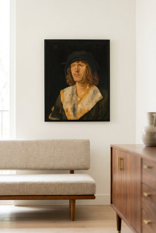 Portrait of a Man — framed art in a styled interior