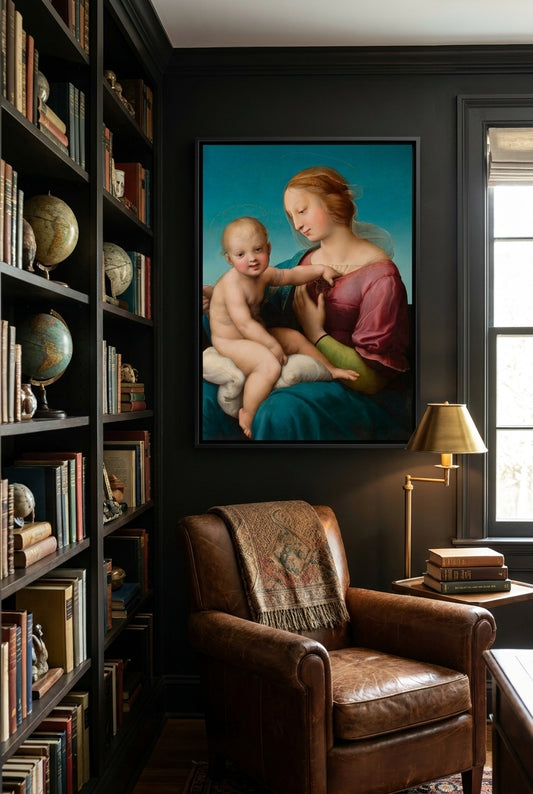 The Niccolini-Cowper Madonna — framed art in a styled interior