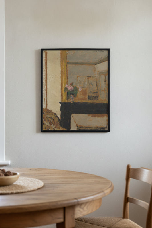 Vase of Flowers on a Mantelpiece — framed art in a styled interior
