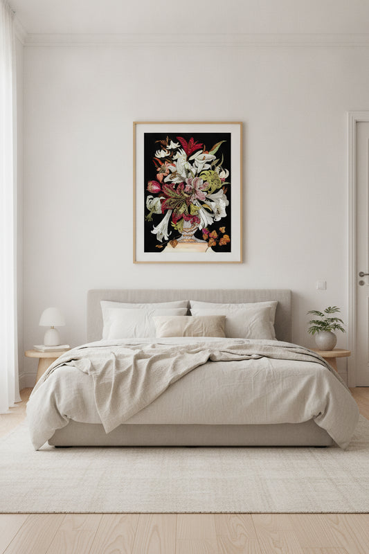 Vase of Lilies — framed art in a styled interior