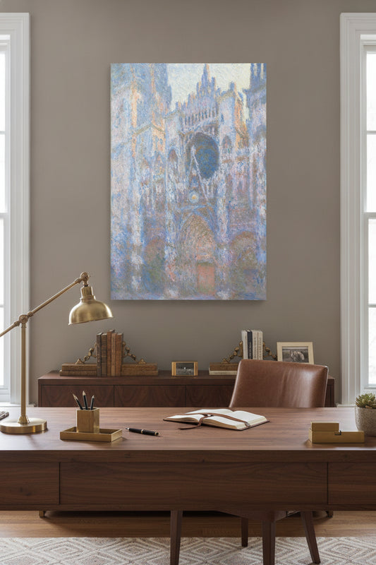 Rouen Cathedral, West Façade — framed art in a styled interior