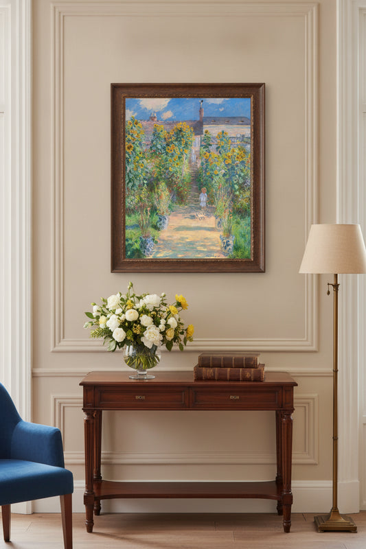 The Artist's Garden at Vétheuil — framed art in a styled interior