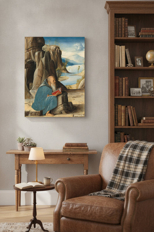 Saint Jerome Reading — framed art in a styled interior