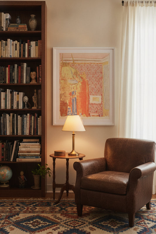 Interior with Pink Wallpaper III (Interieur aux tentures roses III) — framed art in a styled interior