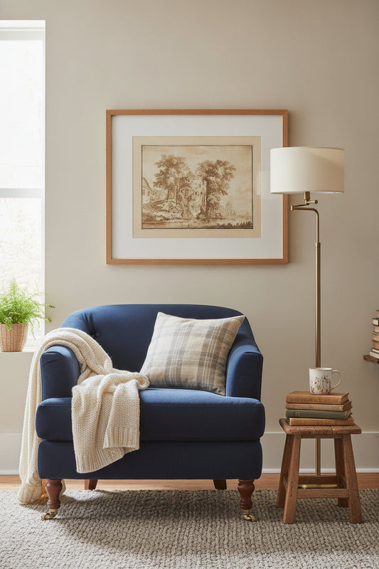Dutch Landscape — framed art in a styled interior