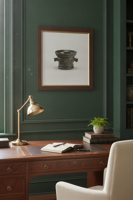 Mortar with Foliage and Acanthus Leaves — framed art in a styled interior