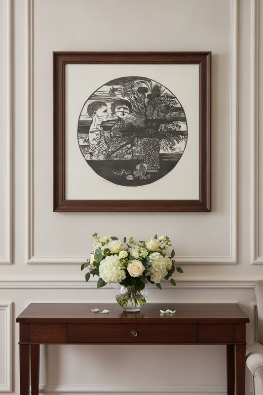 Children and Still Life — framed art in a styled interior