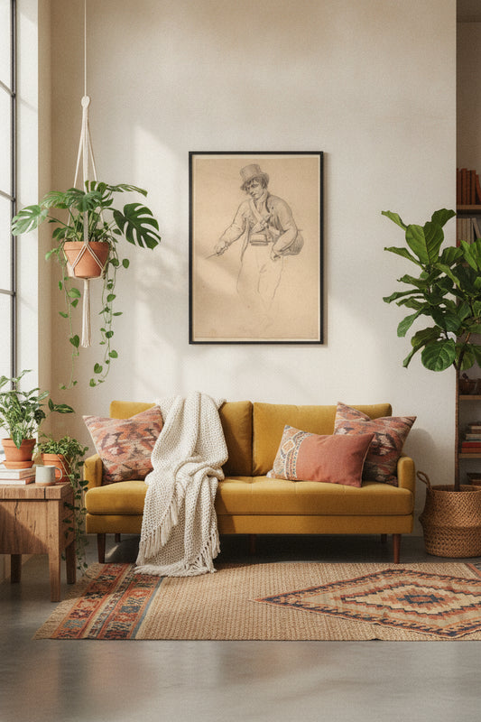 Irish Fisherman — framed art in a styled interior