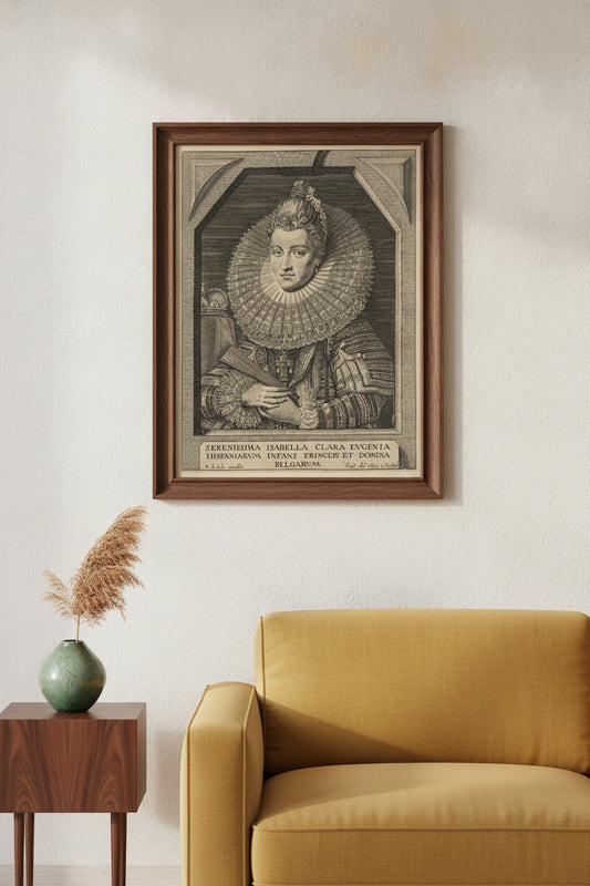 Isabella Clara Eugenia — framed art in a styled interior