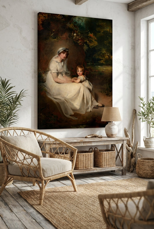 Lady Mary Templetown and Her Eldest Son — framed art in a styled interior