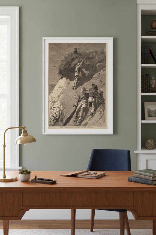 Raid on a Sand-Swallow Colony - "How Many Eggs?" — framed art in a styled interior