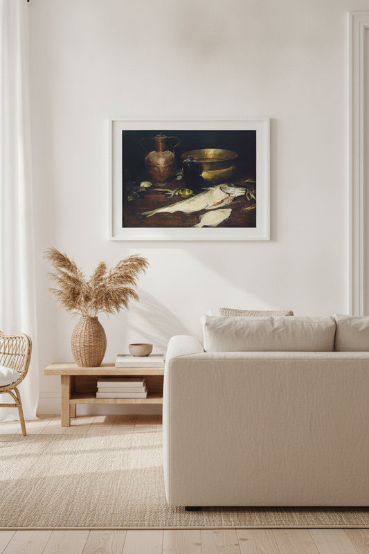 Still Life with Fish — framed art in a styled interior