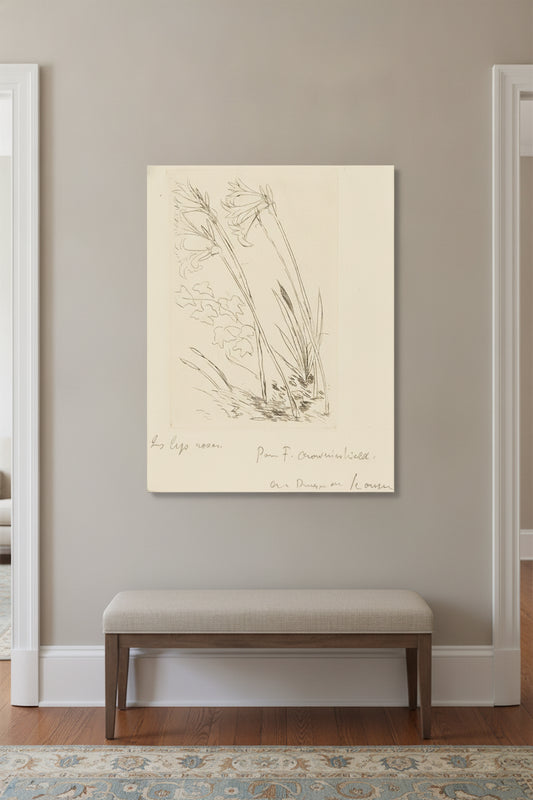 Les lys roses — framed art in a styled interior