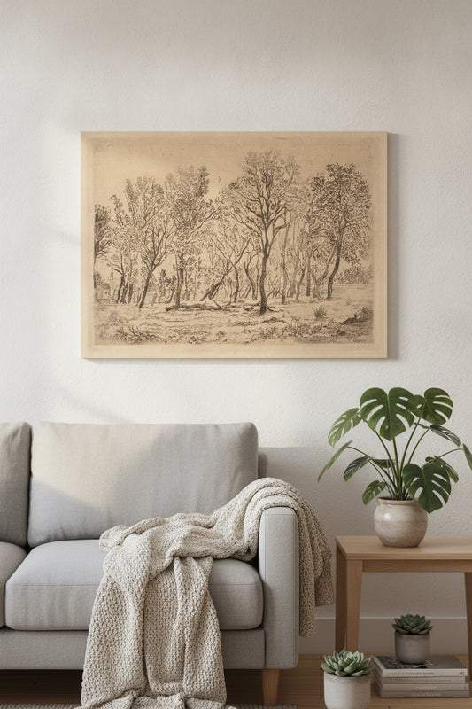 Stand of Trees (Bouquet d'arbres) — framed art in a styled interior