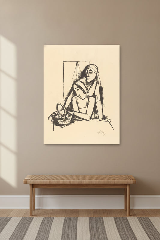 Girl with Fruit Basket (Madchen mit Fruchtekorb) — framed art in a styled interior