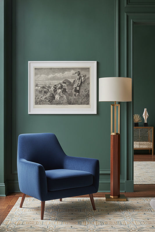 Gathering Berries — framed art in a styled interior