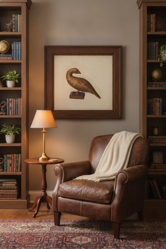 Bird — framed art in a styled interior