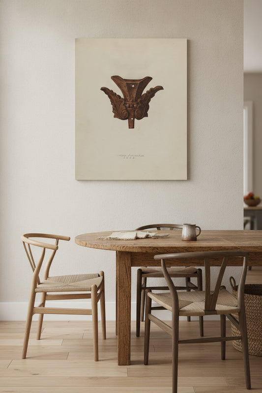 Ornamental Iron Leaf — framed art in a styled interior