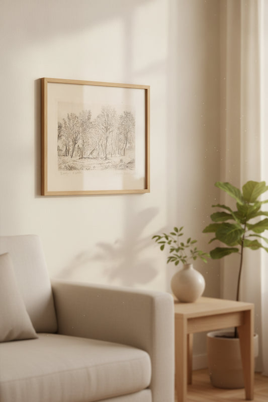 Stand of Trees (Bouquet d'arbres) — framed art in a styled interior